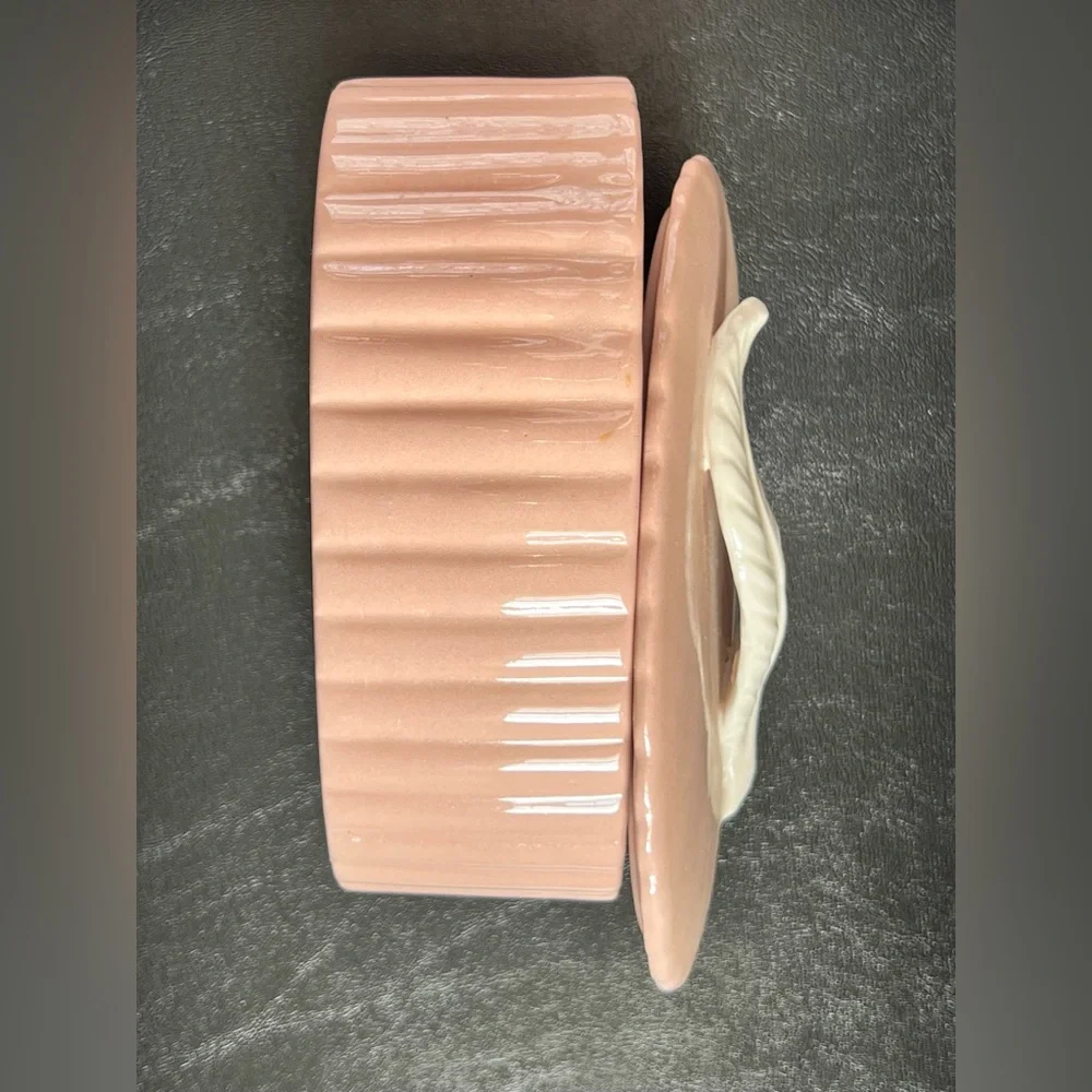 Vintage Crownford ceramic Oval Dish With Lid feather, Trinket Box, jewelry box